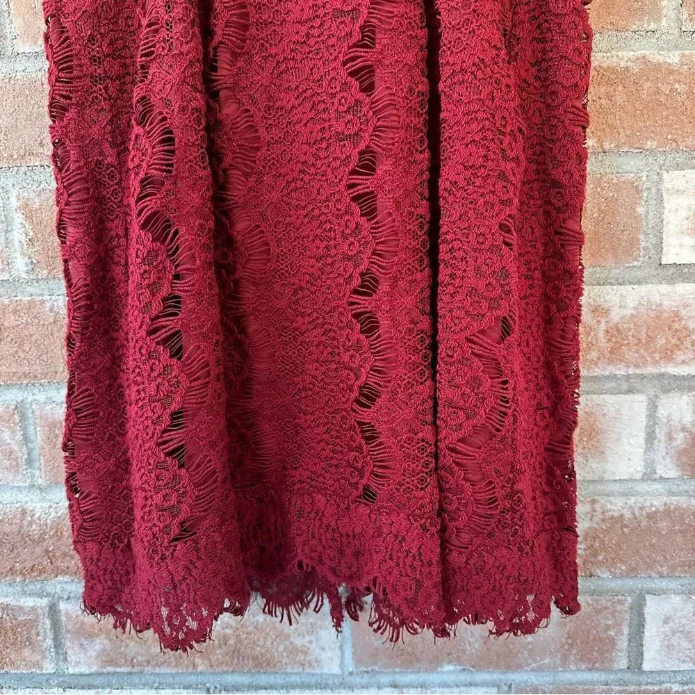 Intimately Free People Lace Snap Up Dress Maroon Women’s Medium Red Whimsigoth